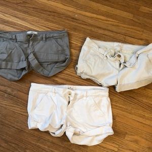 Lot of THREE Hollister Shorts-gray white and khaki